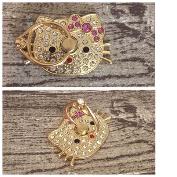 🎀NEW HELLO KITTY Cell Phone Ring Grip Gold NWT - Picture 6 of 7
